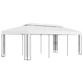 Pavilion cu acoperiș dublu, alb, 3 x 6 m