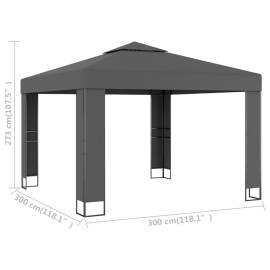 Pavilion cu acoperiș dublu, antracit, 3 x 3 m, 4 image