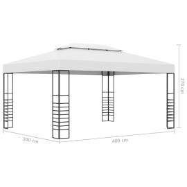 Pavilion de grădină, alb, 4x3x2,7 cm, oțel vopsit electrostatic, 6 image