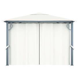 Pavilion cu perdele, crem, 300 x 300 cm, aluminiu, 5 image