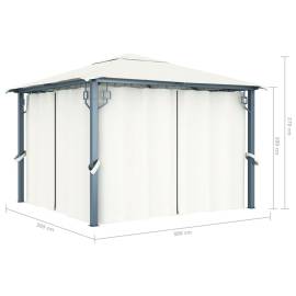 Pavilion cu perdele, crem, 300 x 300 cm, aluminiu, 9 image