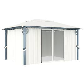Pavilion cu perdele, crem, 400 x 300 cm, aluminiu, 2 image
