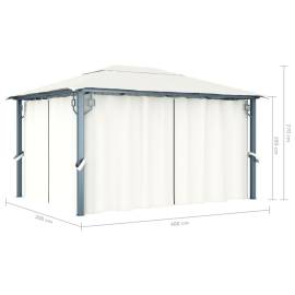 Pavilion cu perdele, crem, 400 x 300 cm, aluminiu, 11 image