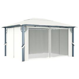 Pavilion cu perdele, crem, 400 x 300 cm, aluminiu, 3 image