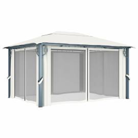 Pavilion cu perdele, crem, 400 x 300 cm, aluminiu, 4 image