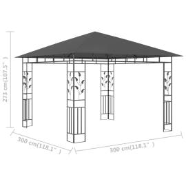 Pavilion cu plasă anti-țânțari, antracit, 3x3x2,73 m, 180 g/m², 6 image