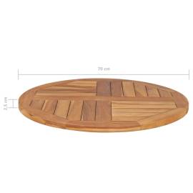 Blat de masă rotund, 70 cm, lemn masiv de tec, 2,5 cm, 6 image