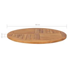 Blat de masă rotund, 80 cm, lemn masiv de tec, 2,5 cm, 6 image