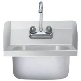 Chiuvetă spălat mâini comercială cu robinet, oțel inoxidabil, 3 image