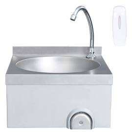 Chiuvetă spălat mâini cu robinet dozator săpun, oțel inoxidabil, 3 image