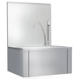 Chiuvetă spălat mâini cu robinet dozator săpun, oțel inoxidabil, 4 image