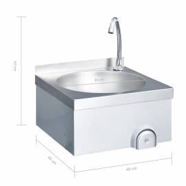 Chiuvetă spălat mâini cu robinet dozator săpun, oțel inoxidabil, 9 image