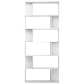 Bibliotecă/separator cameră, alb extralucios, 80x24x192 cm, pal, 5 image