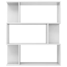 Bibliotecă/separator cameră, alb extralucios, 80x24x96 cm, pal, 6 image
