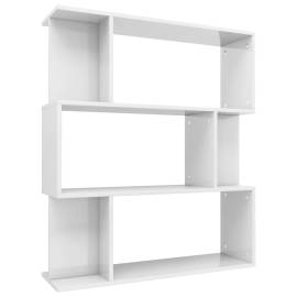 Bibliotecă/separator cameră, alb extralucios, 80x24x96 cm, pal, 2 image