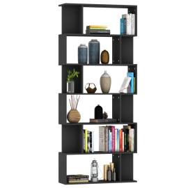 Bibliotecă/separator cameră, negru, 80 x 24 x 192 cm, pal, 3 image