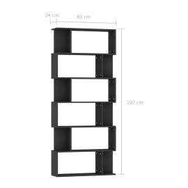 Bibliotecă/separator cameră, negru, 80 x 24 x 192 cm, pal, 7 image
