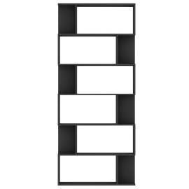 Bibliotecă/separator cameră, negru, 80 x 24 x 192 cm, pal, 5 image