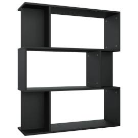 Bibliotecă/separator cameră, negru, 80x24x96 cm, pal, 2 image