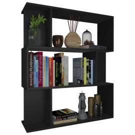 Bibliotecă/separator cameră, negru, 80x24x96 cm, pal, 3 image
