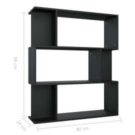 Bibliotecă/separator cameră, negru, 80x24x96 cm, pal, 8 image