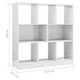 Bibliotecă, alb extralucios, 97,5x29,5x100 cm, pal, 6 image