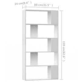 Bibliotecă/separator cameră, alb, 80x24x159 cm, pal, 7 image