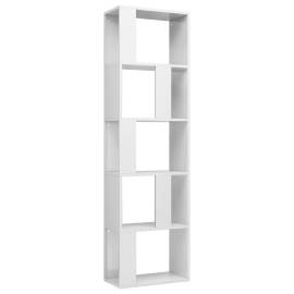 Bibliotecă/separator cameră, alb extralucios, 45x24x159cm, pal, 2 image
