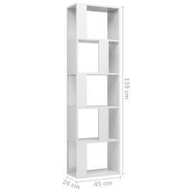 Bibliotecă/separator cameră, alb extralucios, 45x24x159cm, pal, 7 image