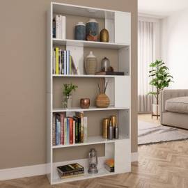 Bibliotecă/separator cameră, alb extralucios, 80x24x159 cm, pal