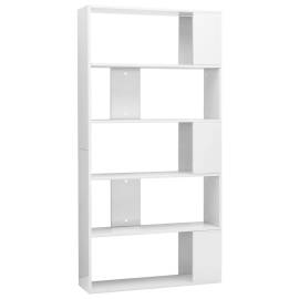 Bibliotecă/separator cameră, alb extralucios, 80x24x159 cm, pal, 2 image