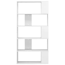 Bibliotecă/separator cameră, alb extralucios, 80x24x159 cm, pal, 5 image