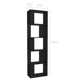 Bibliotecă/separator cameră, negru, 45x24x159 cm, pal, 7 image