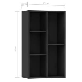 Bibliotecă/servantă, negru, 50x25x80 cm, pal, 11 image