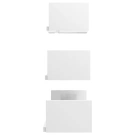 Raft de perete, 3 buc., alb extralucios, pal, 5 image