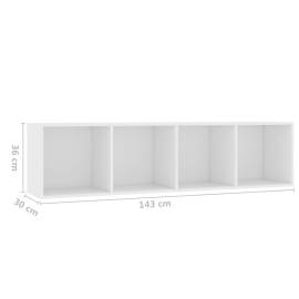 Bibliotecă/comodă tv, alb, 143x30x36 cm, 8 image