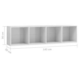 Bibliotecă/comodă tv, alb extralucios, 143x30x36 cm, 8 image
