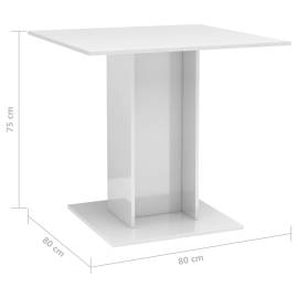 Masă de bucătărie, alb extralucios, 80x80x75 cm, pal, 6 image