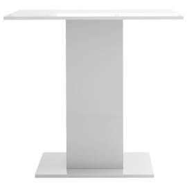 Masă de bucătărie, alb extralucios, 80x80x75 cm, pal, 5 image
