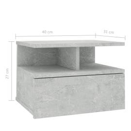Noptieră suspendată, gri beton, 40x31x27 cm, pal, 7 image
