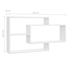 Rafturi de perete, alb extralucios, 104x20x58,5 cm, pal, 6 image