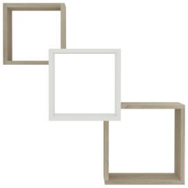 Rafturi de perete, cub, alb/stejar sonoma, 84,5x15x27 cm, pal, 4 image