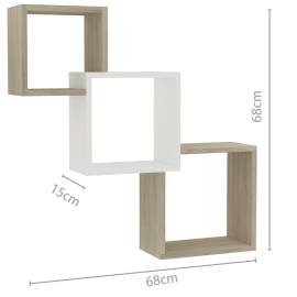 Rafturi de perete, cub, alb/stejar sonoma, 84,5x15x27 cm, pal, 6 image