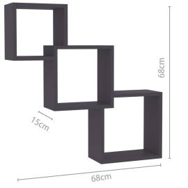Rafturi de perete, cub, gri, 84,5x15x27 cm, pal, 6 image