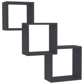 Rafturi de perete, cub, gri, 84,5x15x27 cm, pal, 2 image
