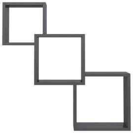 Rafturi de perete cub, gri extralucios, 84,5x15x27 cm, pal, 4 image