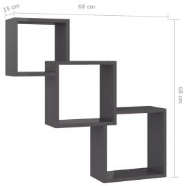 Rafturi de perete cub, gri extralucios, 84,5x15x27 cm, pal, 6 image