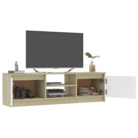 Comodă tv, alb și stejar sonoma, 120 x 30 x 35,5 cm, pal, 4 image