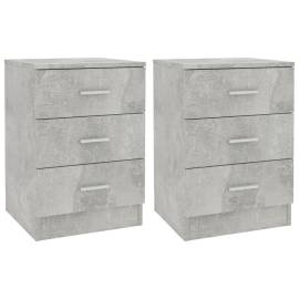 Noptiere, 2 buc., gri beton, 38x35x56 cm, pal, 2 image