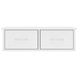 Raft de perete cu sertar, alb, 60x26x18,5 cm, pal, 4 image